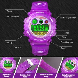 cofuo Watch for Girls Age 4-12, Purple Kids Digital Sports Waterproof Watches with Alarm Stopwatch, Children Outdoor Analog Electronic Watches Birthday Presents Gifts for Age 4-12 Year Old Boys Girls