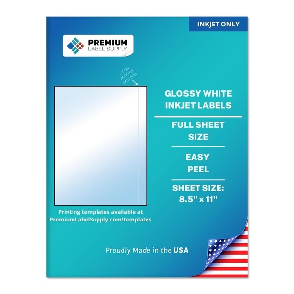 Premium Label Supply Full Sheet Glossy White Labels – 8.5"