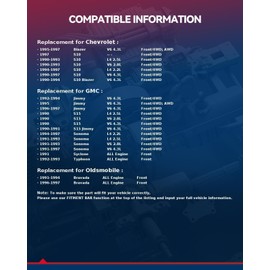 KAX 1pc Front Wheel Hub Bearing Compatible with 1990-1997 S10 4.3L 4WD,5 Lug