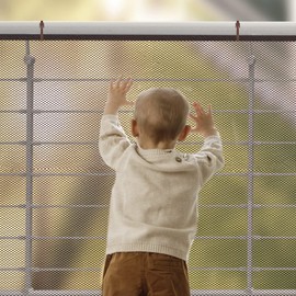 Child Safety Net, Durable Banister Guard for Baby Safety Stairs Railing Balcony Cribs, Banister Stair Mesh Baby Proofing, Easy to Install Stair Netting for Kids, Pets, Toys - (10ft Lx3ft H) Brown