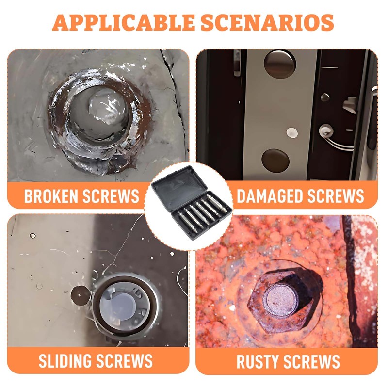6 Piece Screw Extractor Set with 3 Twist Drills, HSS