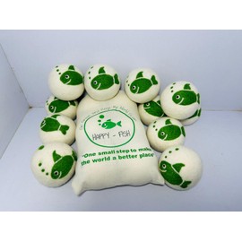 The US Brand, Hand Made HappyFish New Zeland Premium Woolen Dryer Balls, Laundry Accessories for Softening Fabrics and Faster Drying.