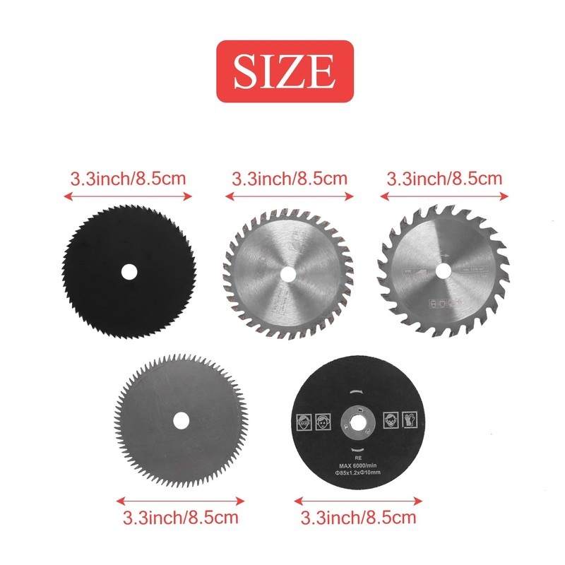 Tuperoymse 5-Piece Set of Carbide Cutting Blade Small Circular Saw