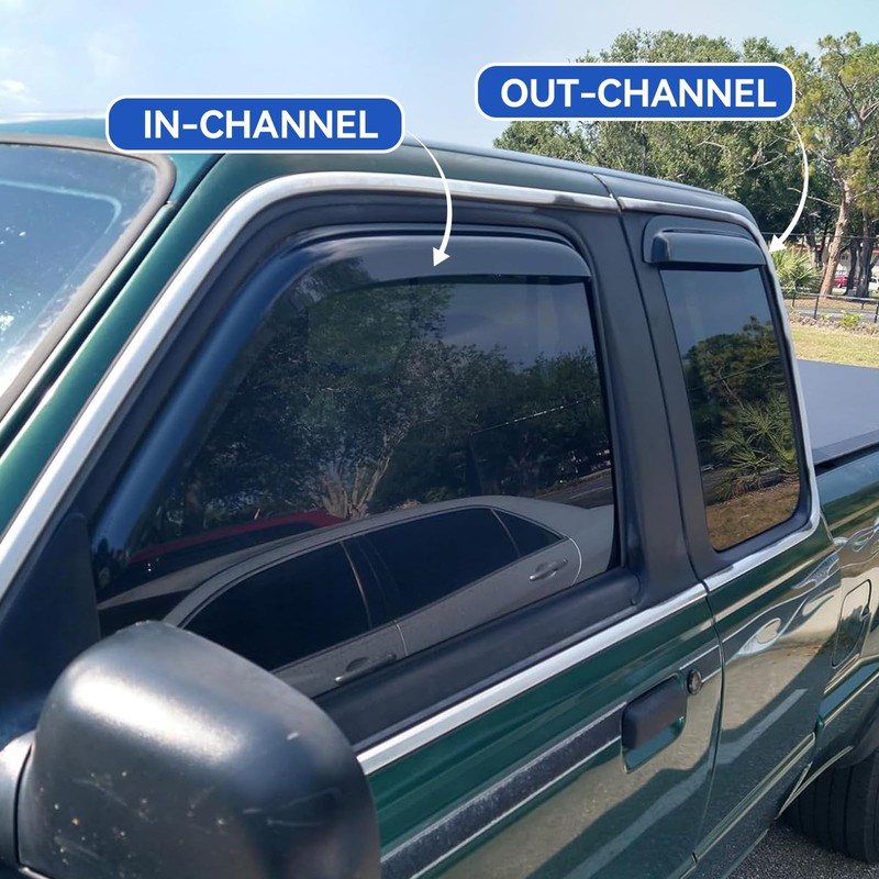 in-Channel Window Visors Rain Guards Shield for 1999-2011 Ford Ranger