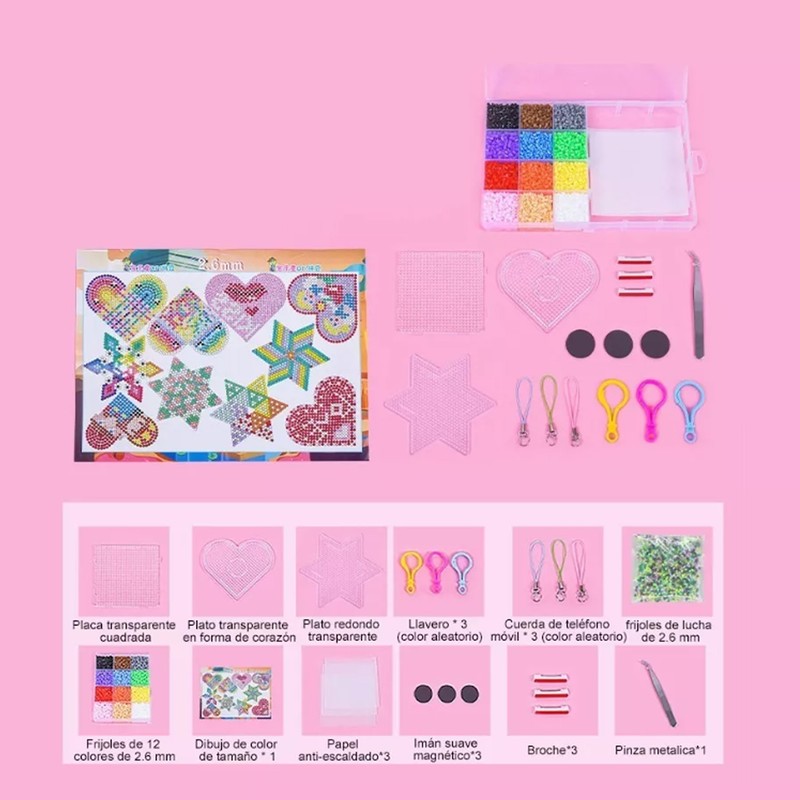 Kids Fuse Beads Kit 2.6mm 12 Colors Quadrate Heart Hexagonal