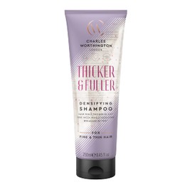Charles Worthington Thicker and Fuller Densifying Shampoo, Hair Thickening Shampoo for Fine Hair, Purple, 250 ml