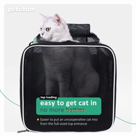 Top Load Pet Carrier for Large, Medium Cats, 2 Cats and Small Dogs with Comfy Bed. Easy to Get Cat in, Escape Proof, Easy Storage, Washable, Safe and Comfortable for Vet Visit and Car Ride