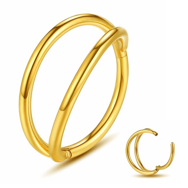 Yrogcu 20G 18G 16G 14G Single/Double Hoop Stainless-Steel Seamless-Hinged-Piercing Segment-Clicker