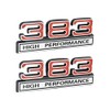 383 6.2L High Performance Engine Emblems in Chrome & Red