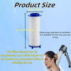 10Pcs Shower Head Filter Drivese, 2.75 Inch Ion Shower Dropse Head Filter PP Cotton Replacement Cartridge, Water Filter Core Cotton For Handheld Showerheads