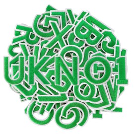 GYGYL 72 Pieces Iron on Letters and Numbers Patches, Embroidered Sew on/Iron on Patches Alphabet A-Z, Numbers 0-9 Applique for Clothes, Dress, Hat, Socks, Jeans, DIY Accessories (Green)