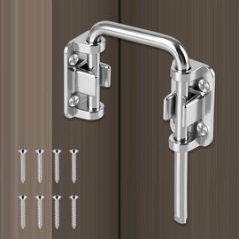 Sliding Door Loop Lock, Stainless Steel Home Security U Patio Door Loop Latch 90/180 Degree Patio Door Latch Multi-Angle Loop Bolt Lock for Barn, Garden, Fence Gate, Window, Garage (Silver, 1Pack)