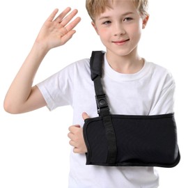 Fotgok Kids Arm Sling Shoulder Immobilizer for Left or Right Arm Comfortable Relief for Shoulder Elbow Injury Rotator Cuff Surgery Broken Wrist and Hand Adjustable Padded Straps Fit Boys and Girls (Black) (Large)