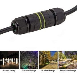 Junction Box Waterproof IP68 Connection Box 3-Pole Cable Connector for Ø7-10mm Cable Connection Box Black 2 Pieces