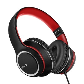 LORELEI X8 - Auriculares con cable para colocar sobre la oreja con micrófono con cable de nylon sin enredos de 1.45 m y conector de 3.5 mm, auriculares plegables y portátiles ligeros para smartphone
