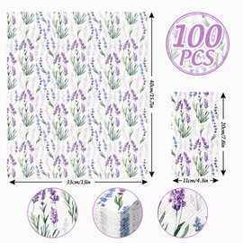 100Pcs Floral Guest Napkins Purple Lavender Flower Paper Napkins Watercolor Decorative Hand Towel Napkin for Bathroom Birthday Bridal Baby Shower Wedding