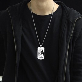 YOTHIWAD To My Son Dog Tag Pendant Necklace Inspirational Words Engraved Birthday Graduation Gift for Son from mum Dad(Silver)