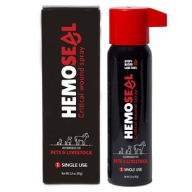 BC3 Technologies Hemoseal Critical Wound Spray fopr Pets & Livestock - Perfect for Dogs, Cats, Horses, & Livestock - Single Use 2.8 oz.