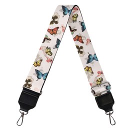 TOADDMOS Colorful Butterfly Print Wide Purse Strap for Crossbody Handbag Purse Camera Lunch Bag Adjustable Replacement Crossbody Strap Detachable Shoulder Straps Bag Belt Straps Purse Making Supplies