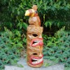 Solar-Powered Toucan Totem Pole Light with Glowing Face Carvings, Tropical-Themed