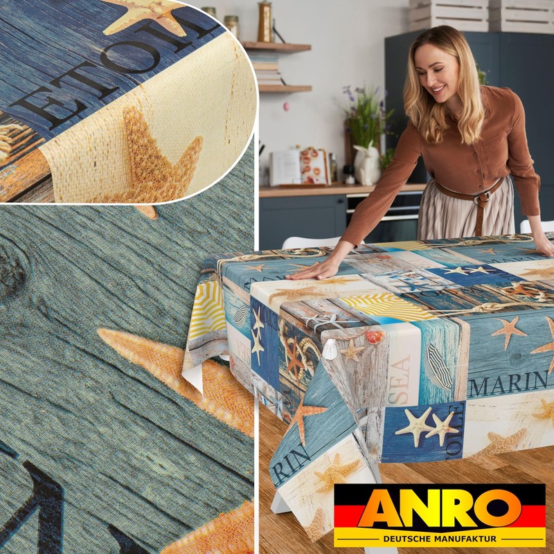ANRO Oilcloth Tablecloth Wax Tablecloth Washable Garden Tablecloth Round Oval
