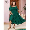 SCOMCHIC Women's Plus Size Flowy Maxi Dress Flutter Short Sleeve