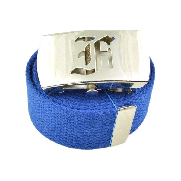 Old English Initial"F" Canvas Military Web"Royal Blue" Belt & Big