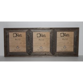 8x10-2.5" Wide Reclaimed Rustic Barnwood Collage Photo Frame - Holds 3 Photos