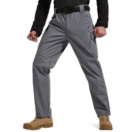 Hiwise Men's Ripstop Tactical Pants Water Resistant Stretch Cargo Pants Lightweight EDC Hiking Work Pants (Grey, 42WX32L)