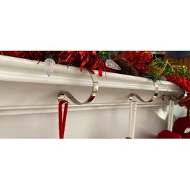 Zebey Stocking Holder for Mantle Christmas Decorations Stocking Holders for Stockings 4-Pack Christmas Stocking Holder with 4 Extra Stockings Free(Chrome Mantel Clip)