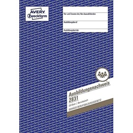 AVERY Zweckform 2831 Ausbildungsnachweis (DIN A4, Heftform, von IHK anerkannt, für Deutschland, speziell konzipiert für die Führung von Berichtsheften in der Berufsausbildung, 28 Blatt) weiß