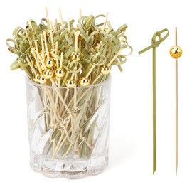 Cocktail Toothpicks for Appetizers 200pcs 4.9" Gold Toothpicks Bamboo Cocktail Picks for Drinks Long Party Toothpicks for Appetizers Fancy Toothpicks for Food Decorative Toothpicks for Appetizers