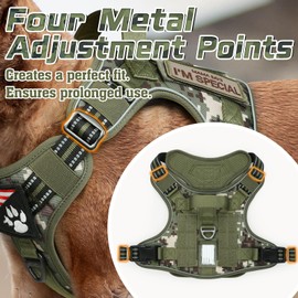 rabbitgoo Tactical Dog Harness for Large Dogs, No Pull Military Dog Harness with Handle & Molle, Easy Control Service Dog Vest Training Walking, Adjustable Reflective Pet Harness, Green camoXL