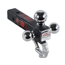 TOPTOW 64012 Trailer Tri Ball Hitch Mount with Beast Hook Chrome Fits for 2 inch Receiver Towing Box