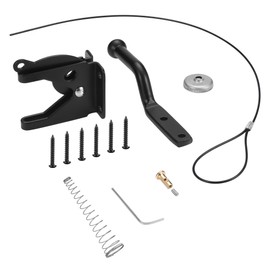 2 Pack Self-Locking Gate Latch,Automatic Gravity Lever Door Latches,Single Sided Wood Fence Latch,with Longer Fasteners Pull String,for Garden Kennels Secure Pool,2-1/8" Steel,Black Coated