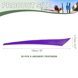 YELARXI Arrow Vanes Turkey Archery Arrows Feathers Fletching, 6 Inch Left Wing Fit for Hunting Target Shooting (20Pcs, Purple)