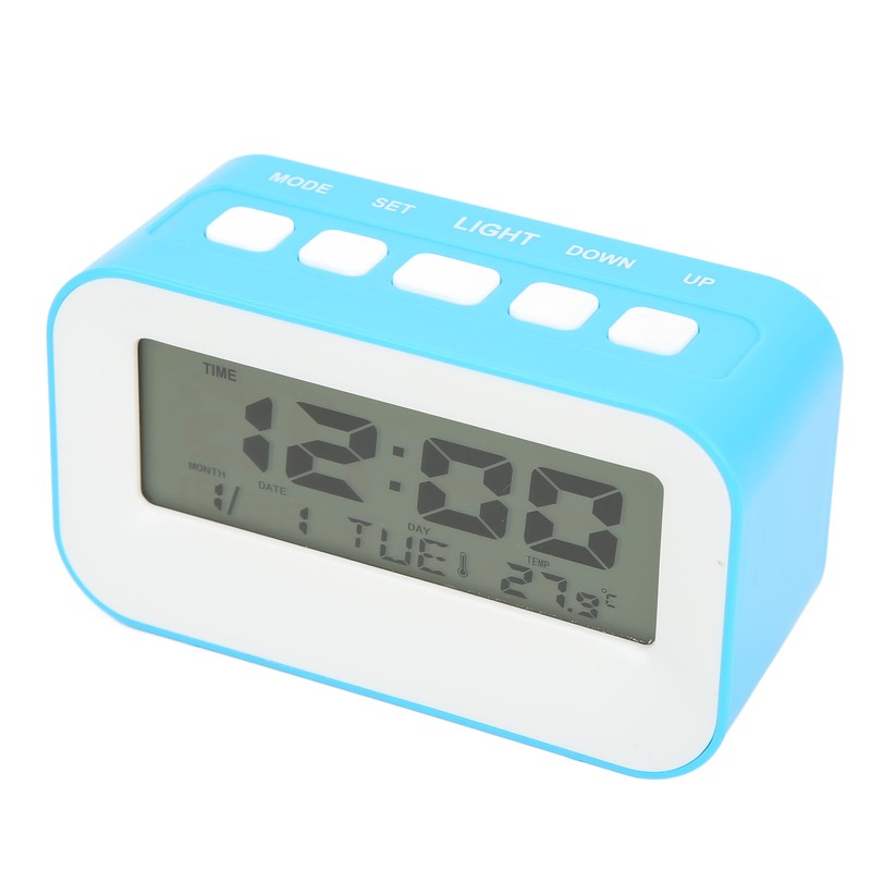 LCD Kids Alarm Clock Backlight Musical Alarms Birthday Reminder Blue