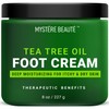 MYSTÉRE BEAUTÉ Tea Tree Oil Foot Cream, Athletes Tea Tree Oil Cream For Feet with Ceramides, Green Tea Extract & Chamomile- Hydrates, Softens & Conditions Irritated Dry Cracked Feet, Foot Cream  - 8 oz