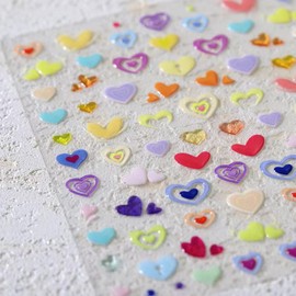 Love Heart Nail Stickers Decals Red White Nail Stickers for Nail Art Self Adhesive Valentine's Day Nail Decals Bow Candy Nail Design for Women 5D Embossed Nail Supplies Nail Art Decorations