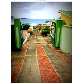 Windowpix 18x24 Inch Decorative Static Cling Window Film Cozumel Beach Road Printed on Clear for Window Glass Panels. UV Protection, Energy Saving.