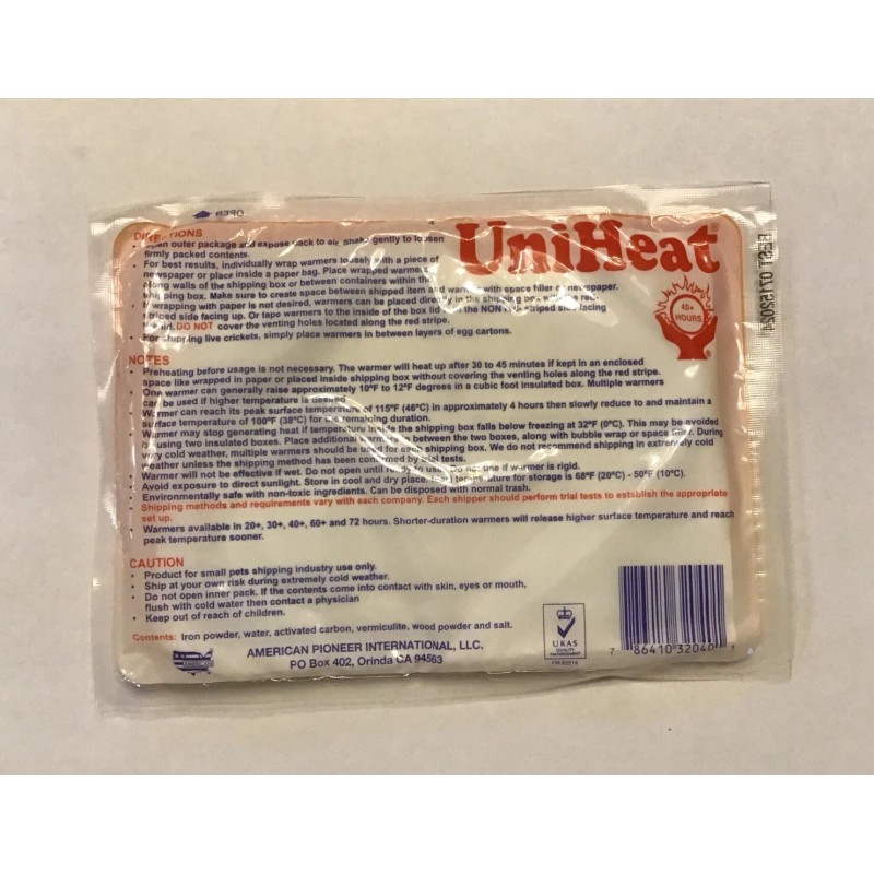 Uniheat Single Heat Pack - 40 hours - Small Uniheat