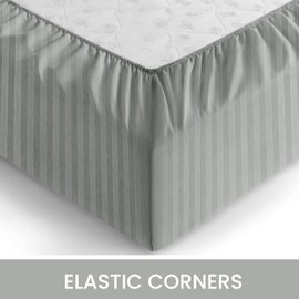 Hafaa Charcoal King Size Fitted Sheets 40cm Deep Pocket Soft Microfiber Bed Sheets with Satin Stripes Fade Hotel Bedding Resistant Breathable Fitted Sheet (152 X 200Cm)