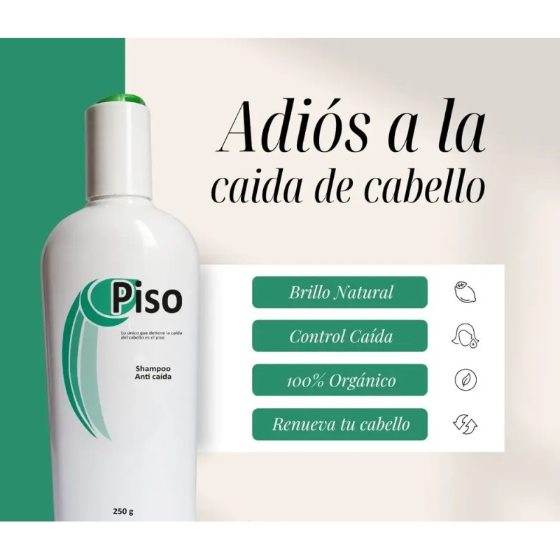 Shampoo Piso Anti Caída, Crecimiento Cabello, 100% Natural