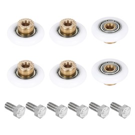 MECCANIXITY Shower Door Rollers Wheels, 25mm Diameter Bathroom Glass Shower Door Replacement Parts Runner Sliding Roller for Bathroom Glass Doors Kitchen Drawers, (White, Pack of 6)