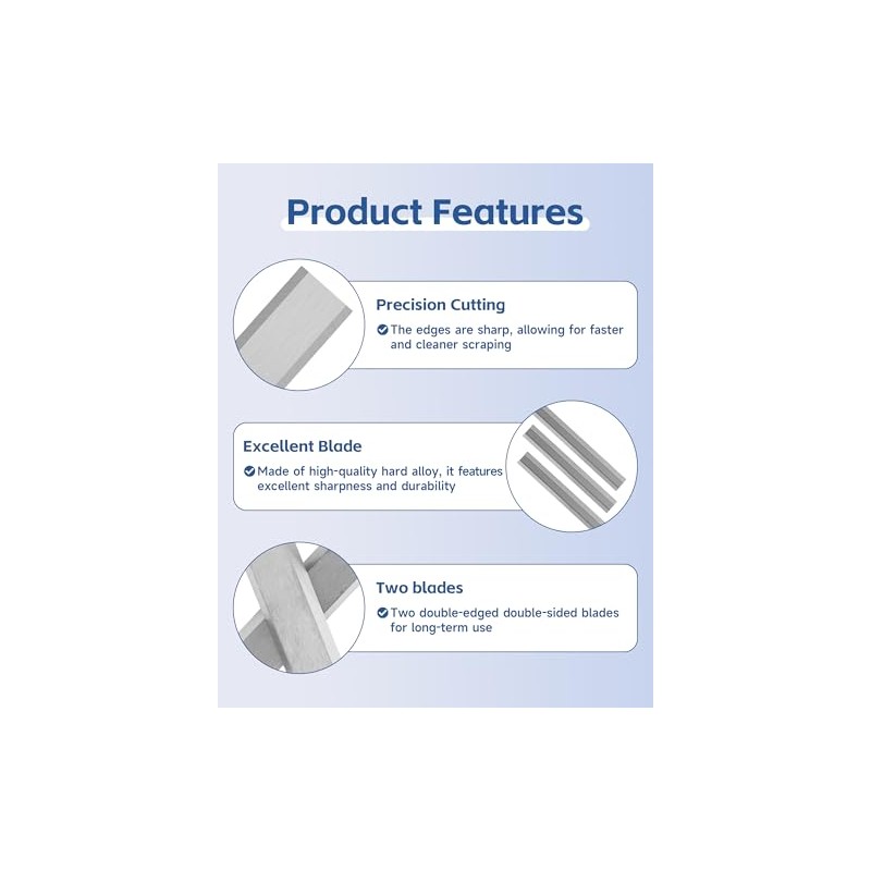 2.5" Carbide Paint Scraper Blades, Double-Edged Reversible Replacement Tungsten Steel
