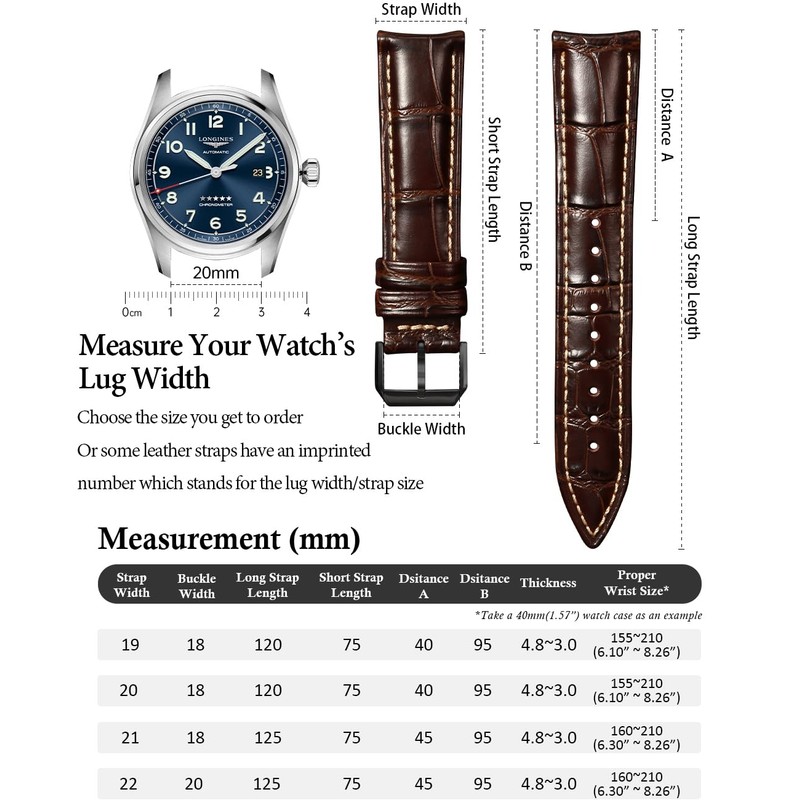 REZERO Leather Watch Bands for Men, Quick Release Watch Straps,