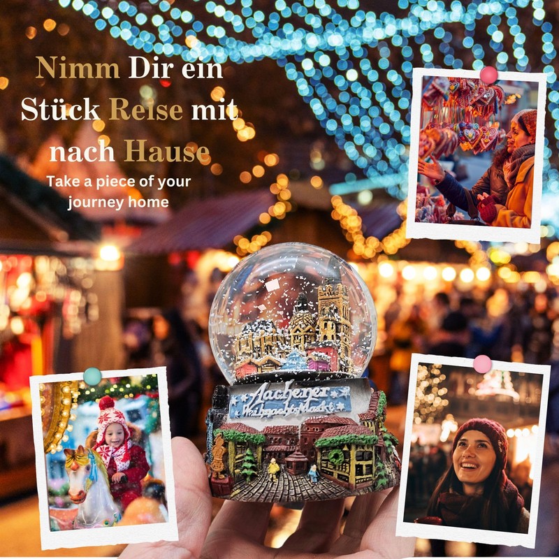 Souvenir Snow Globe Aachen Christmas Market | 65 mm Diameter