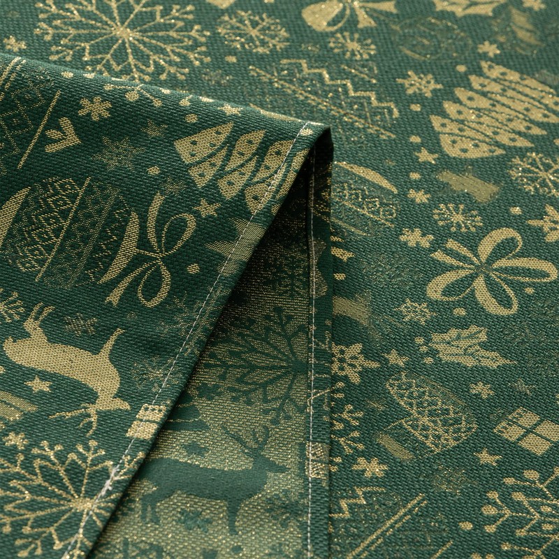 GAMUSI Tablecloth Christmas Jacquard Golden Thread Dining Table Square Christmas