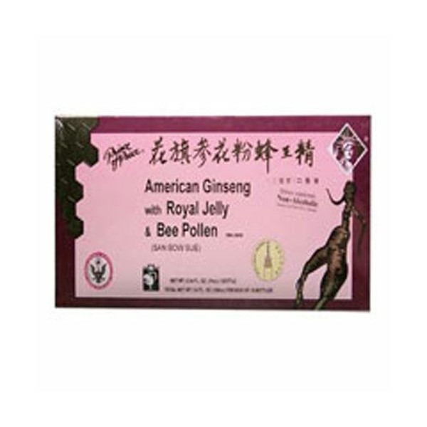 American Ginseng Royal Jelly With Bee Pollen; 10x10 Cc
