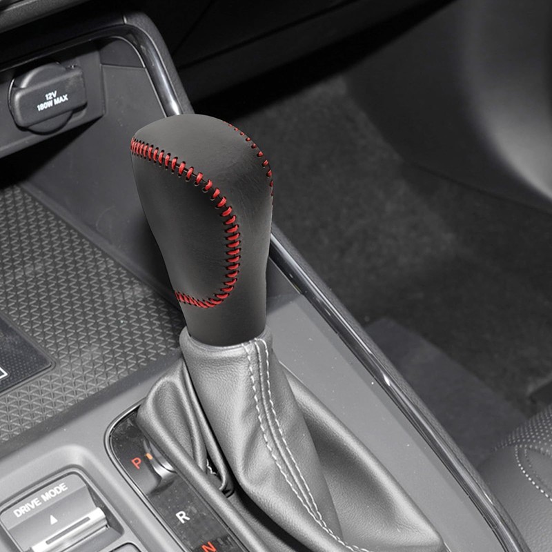 SUNBREATH Compatible with DIY Genuine Black Leather Gear Shift Knob